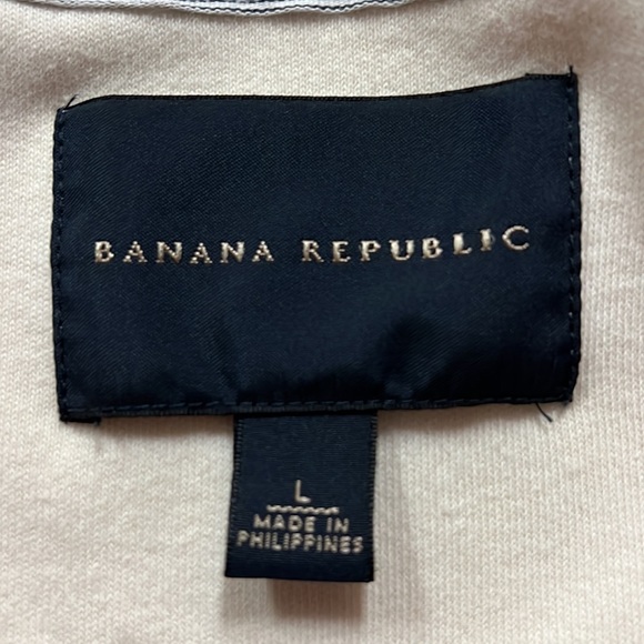 Banana Republic - Full Zip Cream Sweater Jacket - Snap Pockets Men Sz L Cotton - Picture 11 of 11